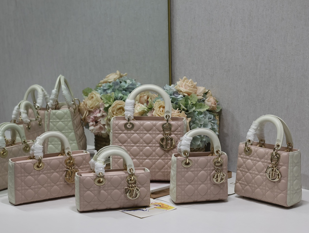 Dior Lady Handbags Crossbody & Shoulder Bags Pink White