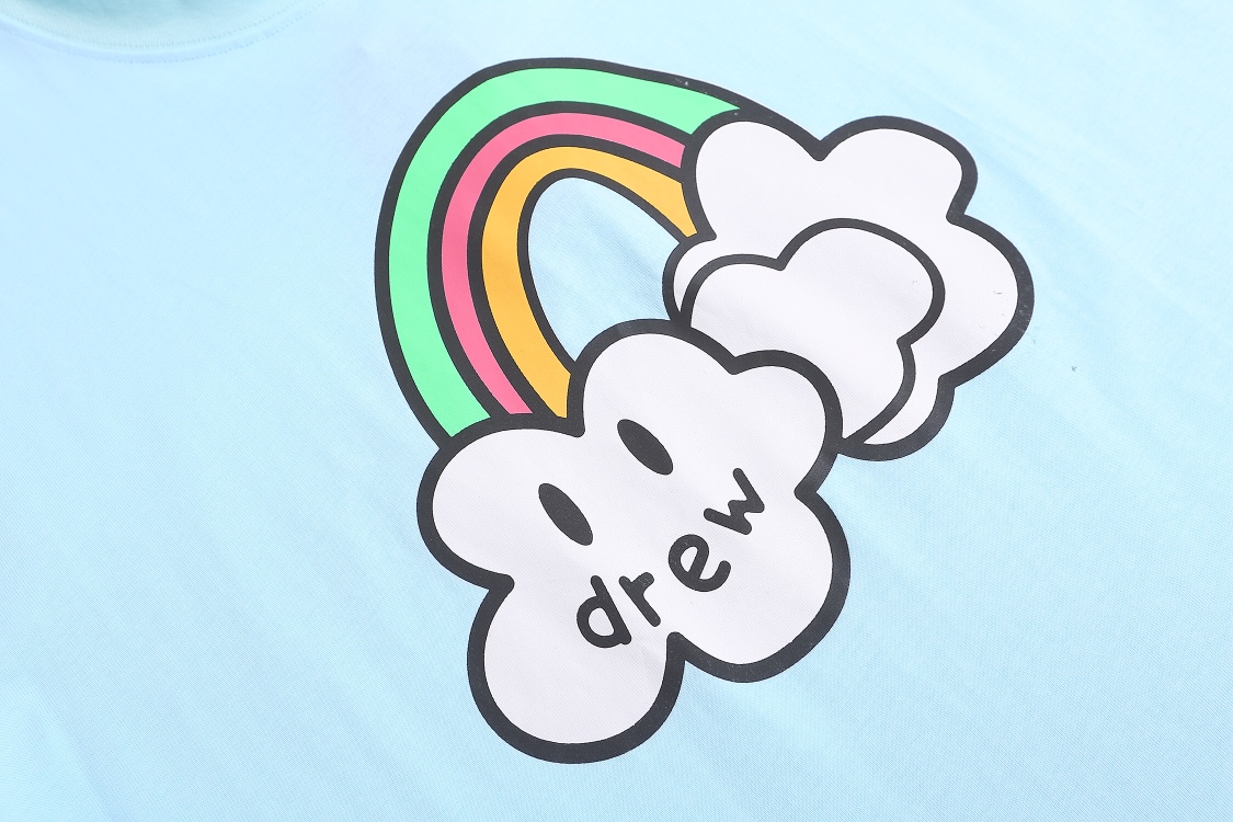 “DREW HOUSE Rainbow Smiley Alphabet T-shirt in Lake Blue, Sizes S-XL, Section ncp D040#” - 图片 3