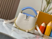 Louis Vuitton LV Capucines Sacs À Main Blanc Tissé La chaîne M23950