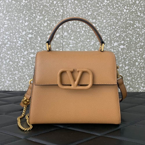Valentino Garavani VSling Top Handle Bag in Caramel Leather, 22 cm 1 Valentino Garavani VSling Top Handle Bag in Caramel Leather, 22 cm