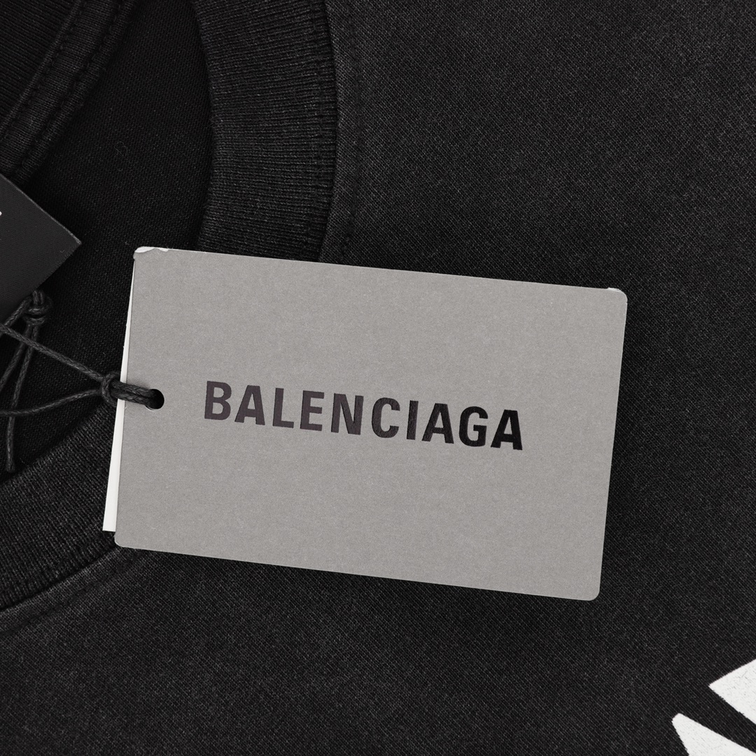 P140 Balenciaga巴黎世家 水洗字母印花圆领T恤