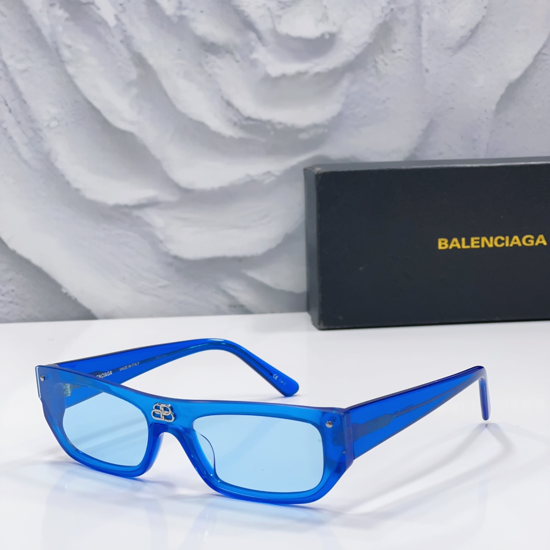 Balenciaga BB0081S Sunglasses Blue Acetate Rectangular