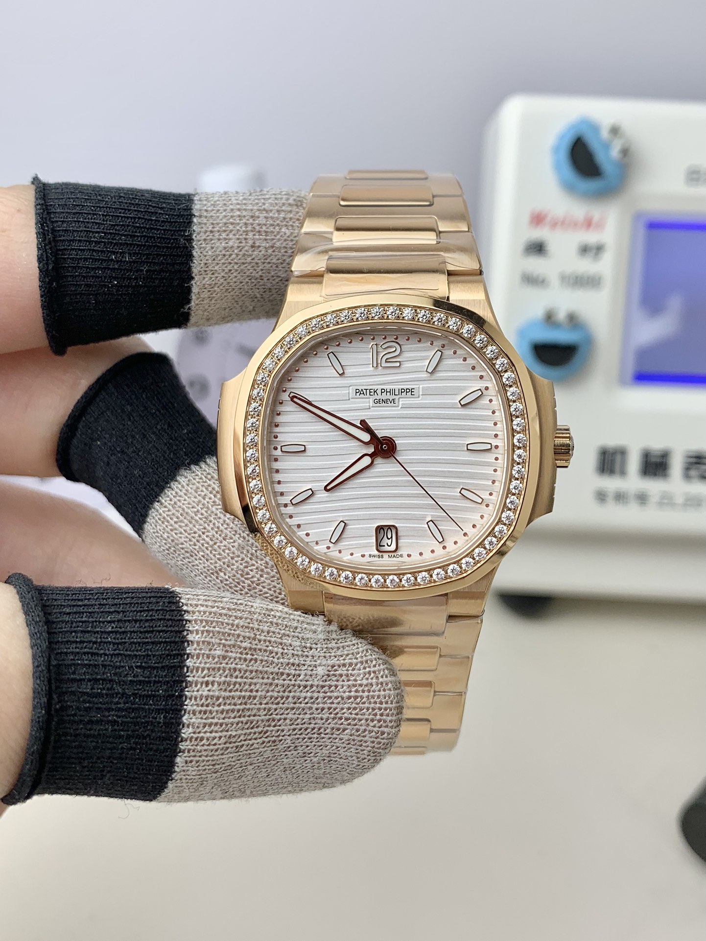 NO:384457,3k women's rose gold nautilus,198609093k 女款玫瑰金鹦鹉螺,,Watch