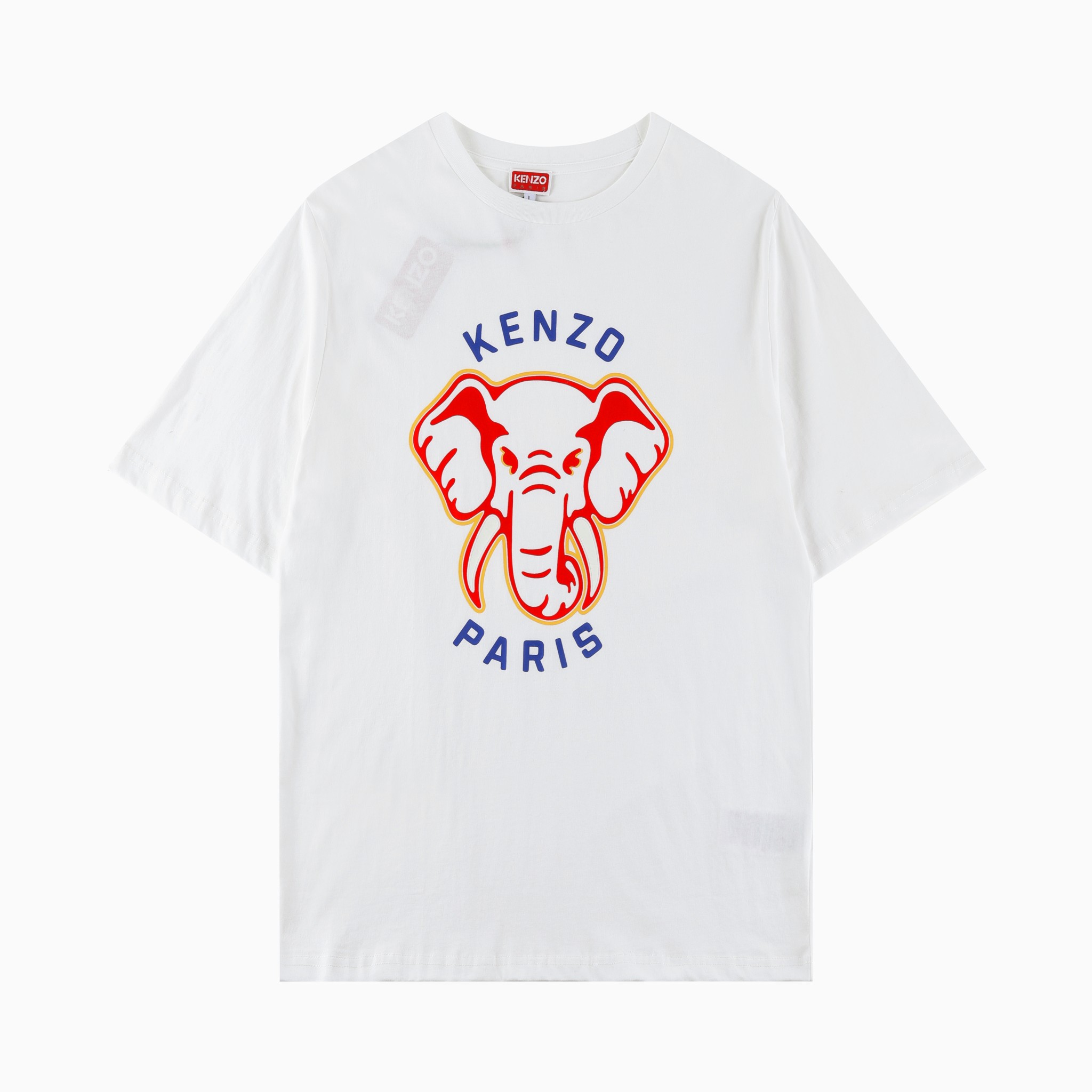 Camiseta de manga corta KENZ* 2024SS nueva primavera/verano, Takada Kenzo, elefante mascota con letras, estampado digit…