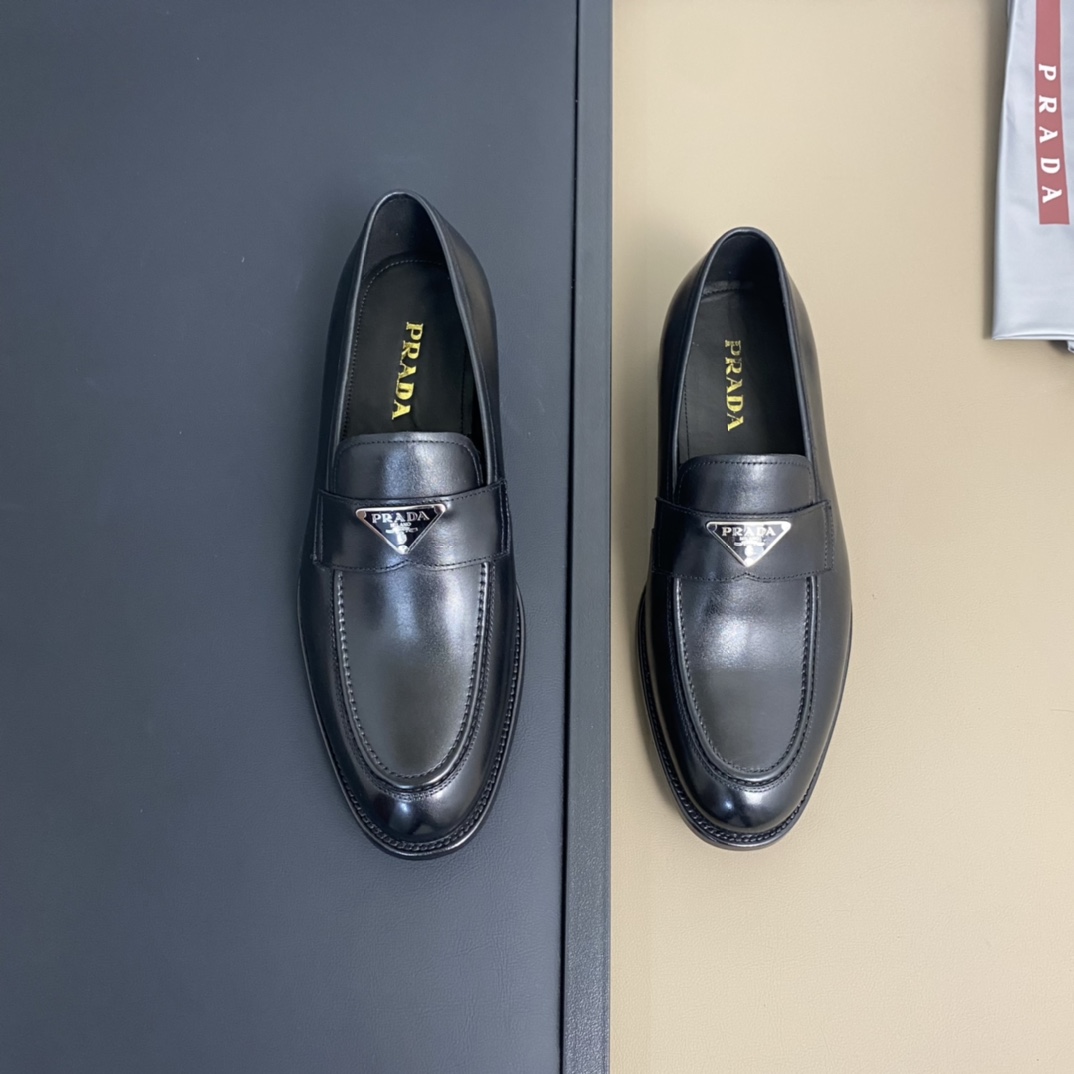 Zapatos casuales de cuero boutique para hombres de alta gama de Real Prada, cuero de vaca importado/cuentas de borde ab…