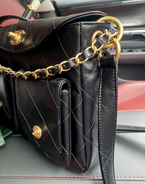 Chanel 24P Hobo Bag, Quilted Leather Shoulder Bag, Black, AS4743 1 Chanel 24P Hobo Bag, Quilted Leather Shoulder Bag, Black, AS4743