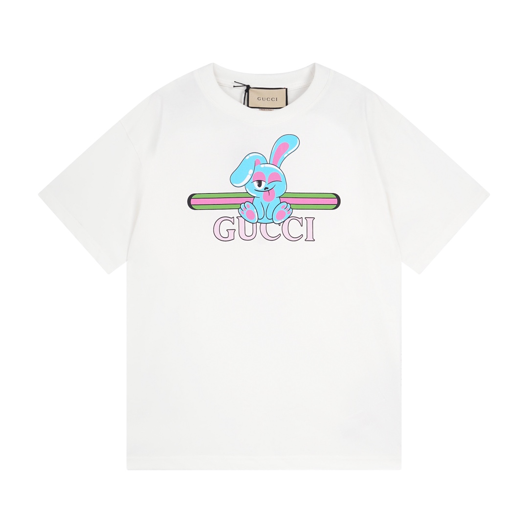 Versión correcta de alta calidad G 2024ss Camiseta con eslogan de conejo. El diseño creativo de la artista e ilustrador…