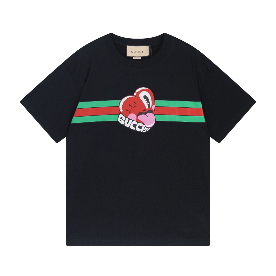 Versión correcta de alta calidad G 2024ss Camiseta de algodón puro con estampado de corazón. El diseño creativo de la a…