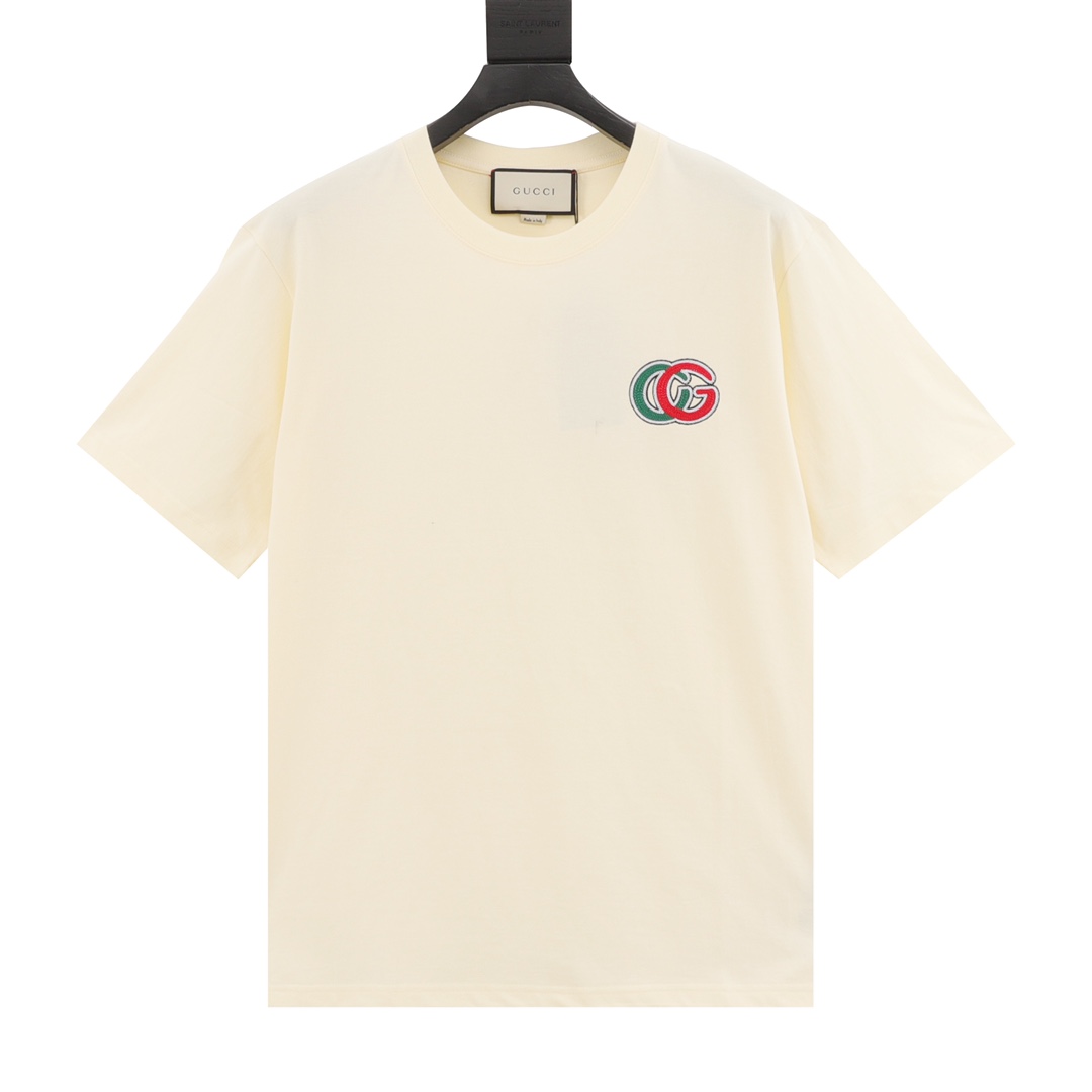 Gucci Odzież T-Shirt Sprzedaż repliki online
 Zielony Czerwony Hafty Bawełna Krótki rękaw