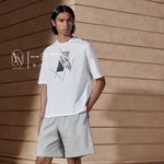 Hermes Clothing T-Shirt Apricot Color Black White Men Cotton Mercerized Summer Collection Short Sleeve