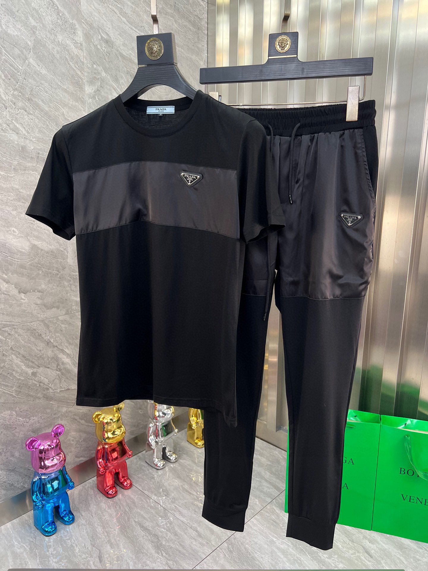 Prada Clothing T-Shirt Two Piece Outfits & Matching Sets Replica 1:1 High Quality
 Men Summer Collection Fashion Short Sleeve