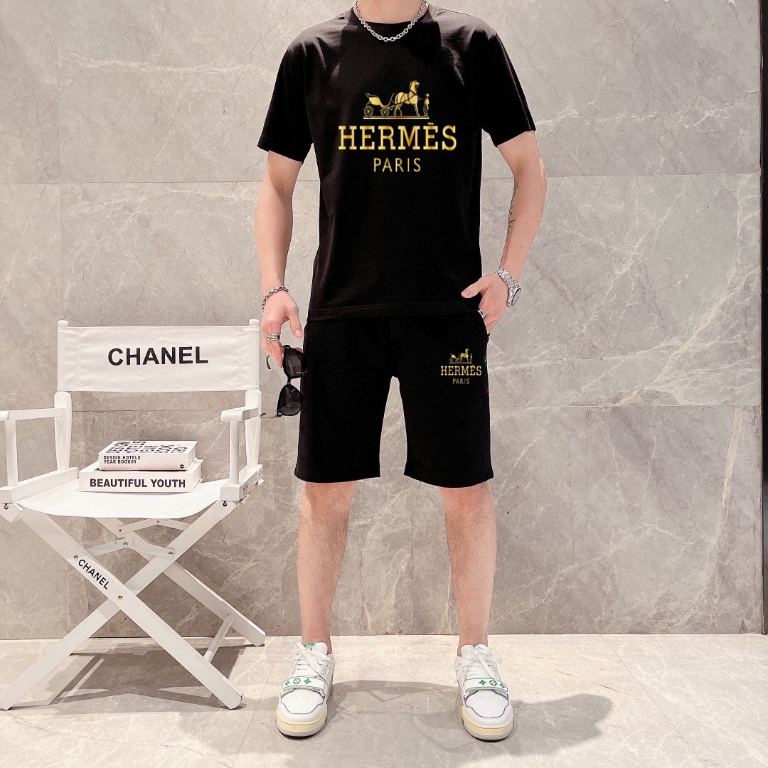 Hermes Clothing Shorts T-Shirt Two Piece Outfits & Matching Sets Buy Online
 Men Short Sleeve
