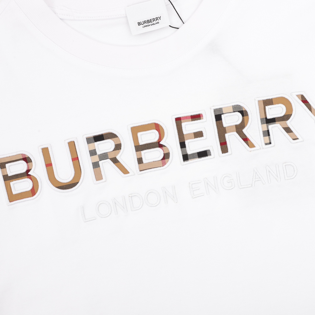 Burberry/巴宝莉 胸前格纹刺绣短袖T恤 夏季渠道限定