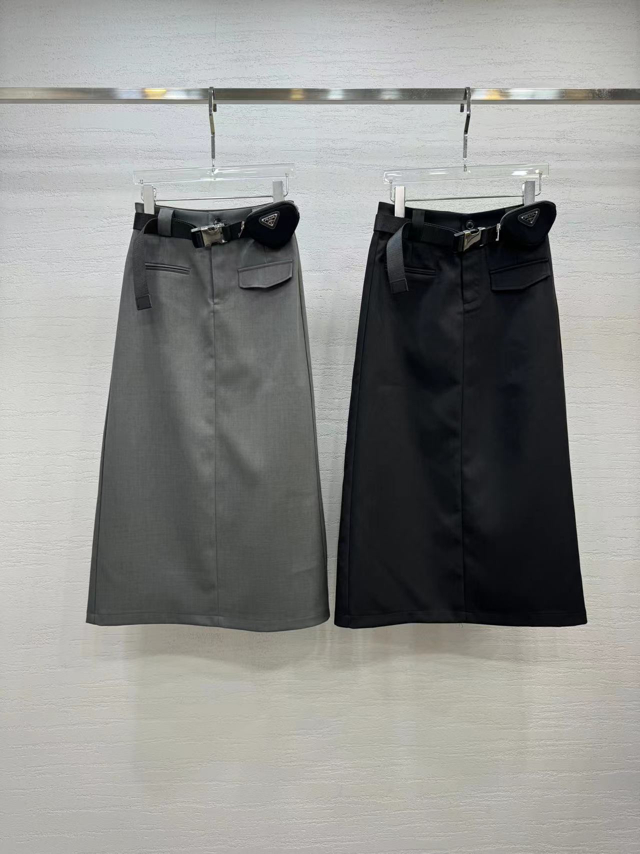 —24春夏——❥PR*口袋盖设计时尚一步长半裙 腰包设计时尚高级！smlxl 黑色 灰色 发zzwqz