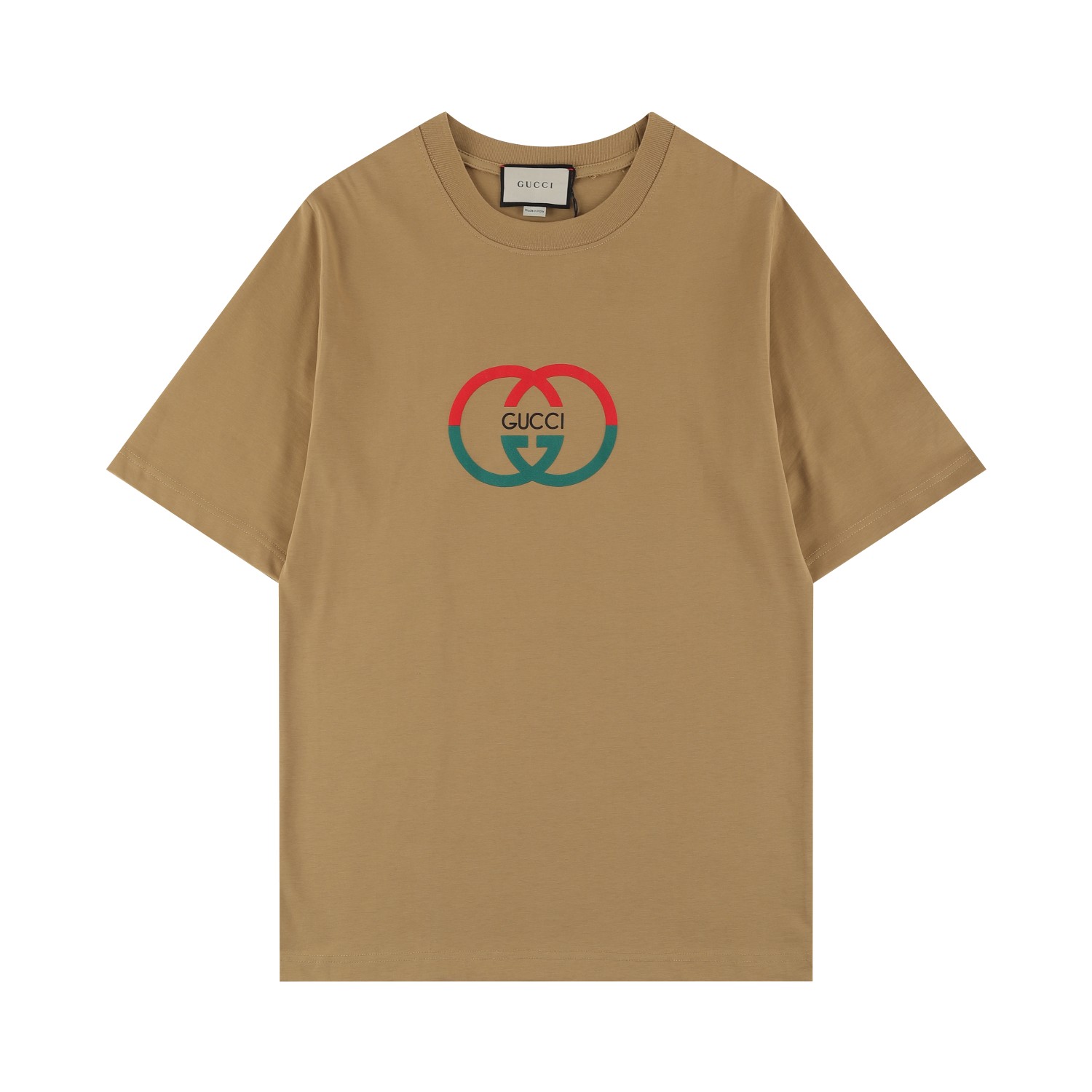 GUCC 2024SS nueva camiseta de manga corta de primavera/verano, clásico logotipo rojo y verde doble G con técnica de imp…