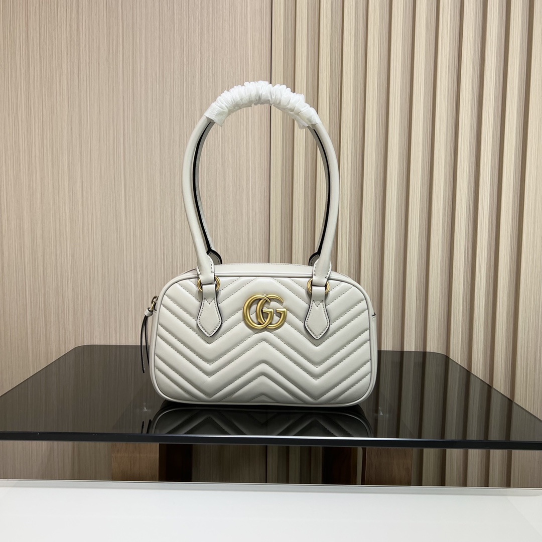 Gucci [Complete package] 795199 gray GG long handle new Marmont series size: 25.5x15.5x6.5