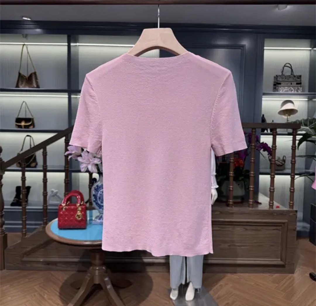 Elegant Camellia Flower Embroidered Short Sleeve Top - Chic and Comfortable 6 i1713846395 194 5