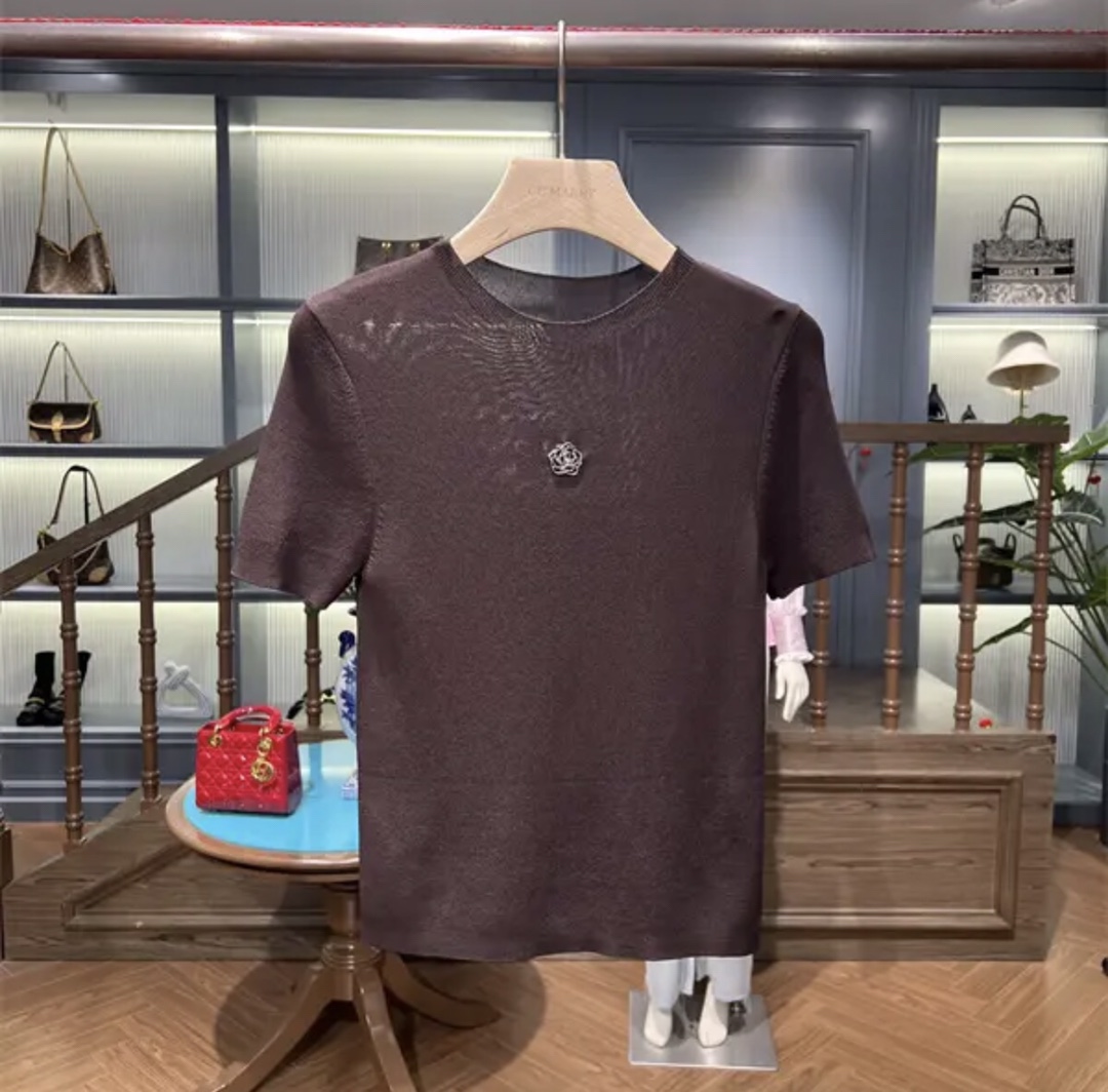 Elegant Camellia Flower Embroidered Short Sleeve Top - Chic and Comfortable 8 i1713846395 6054 7