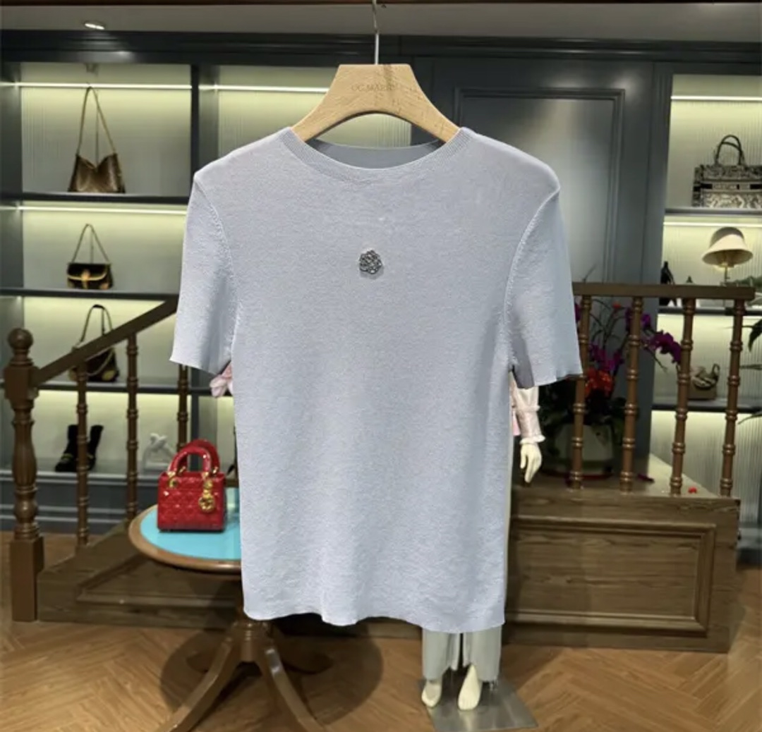 Elegant Camellia Flower Embroidered Short Sleeve Top - Chic and Comfortable 7 i1713846395 972 6
