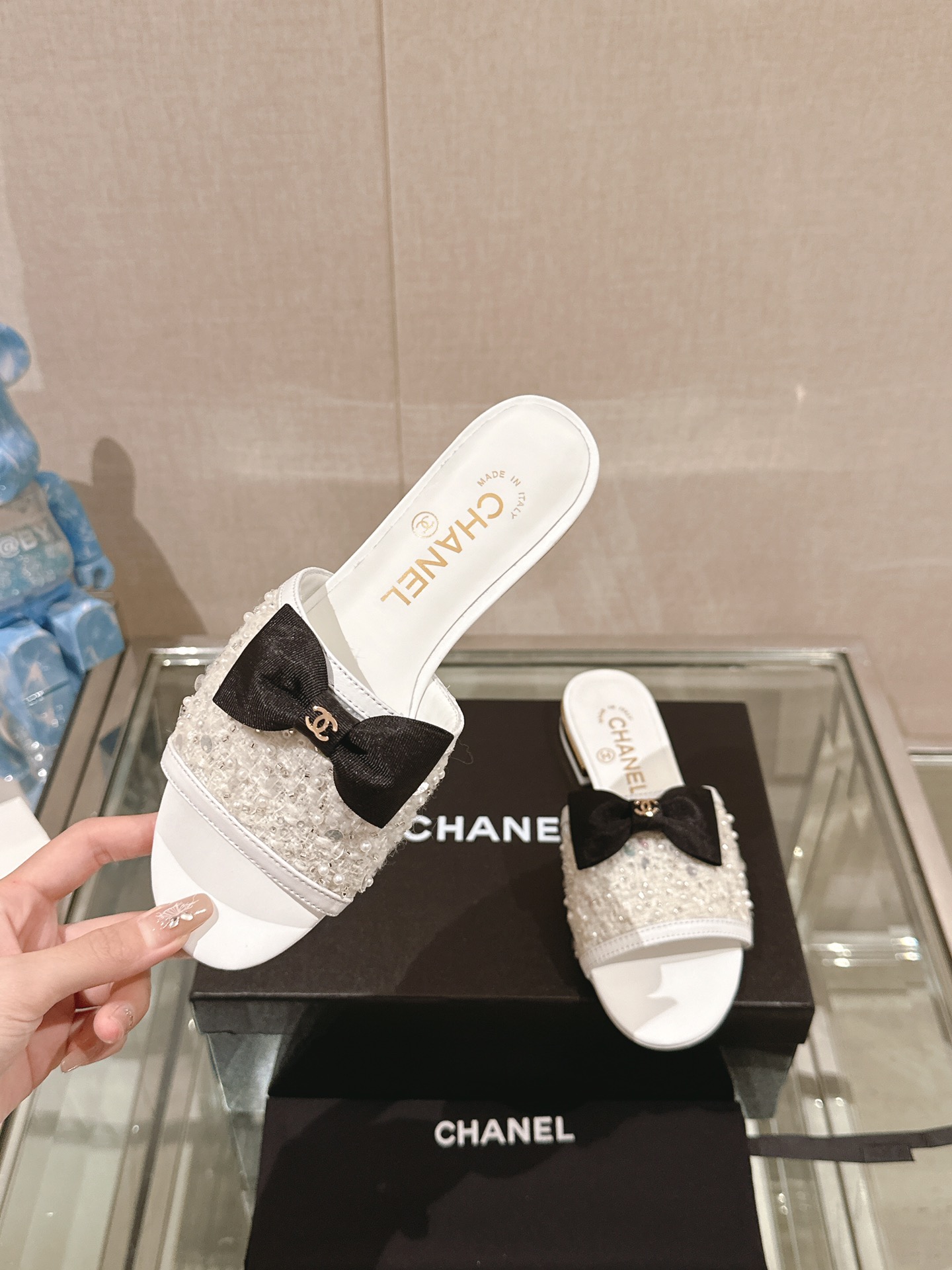 Chanel 24Ss夏季新款CHANE*小香蝴蝶结平底凉拖鞋