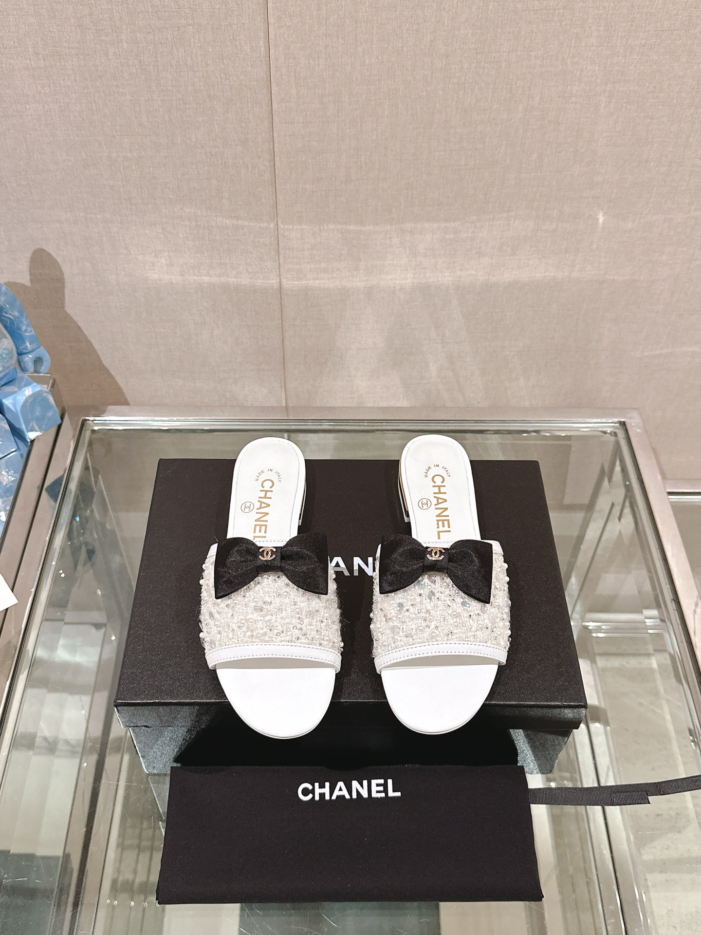 Chanel 24Ss夏季新款CHANE*小香蝴蝶结平底凉拖鞋