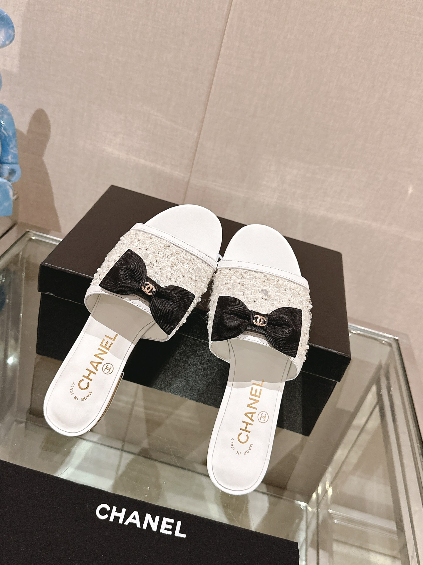 Chanel 24Ss夏季新款CHANE*小香蝴蝶结平底凉拖鞋