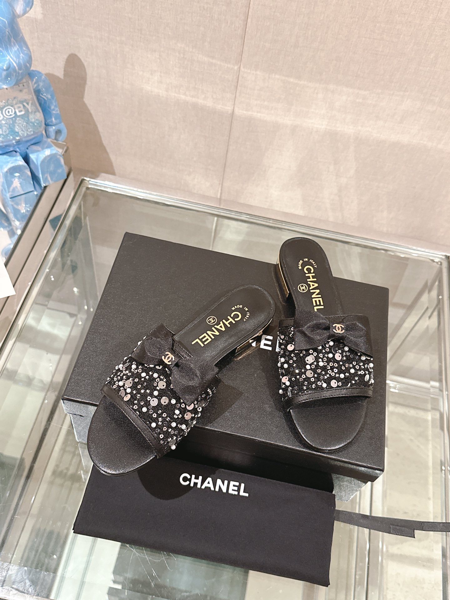 Chanel 24Ss夏季新款CHANE*小香蝴蝶结平底凉拖鞋