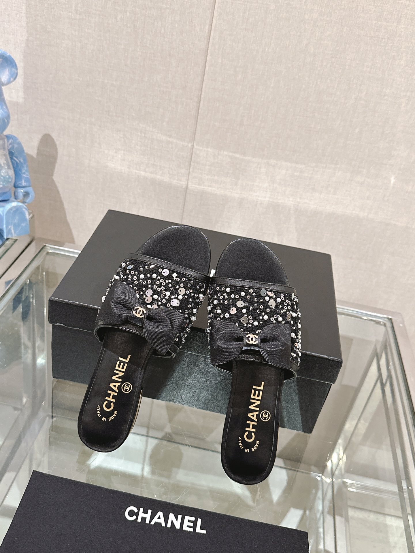 Chanel 24Ss夏季新款CHANE*小香蝴蝶结平底凉拖鞋