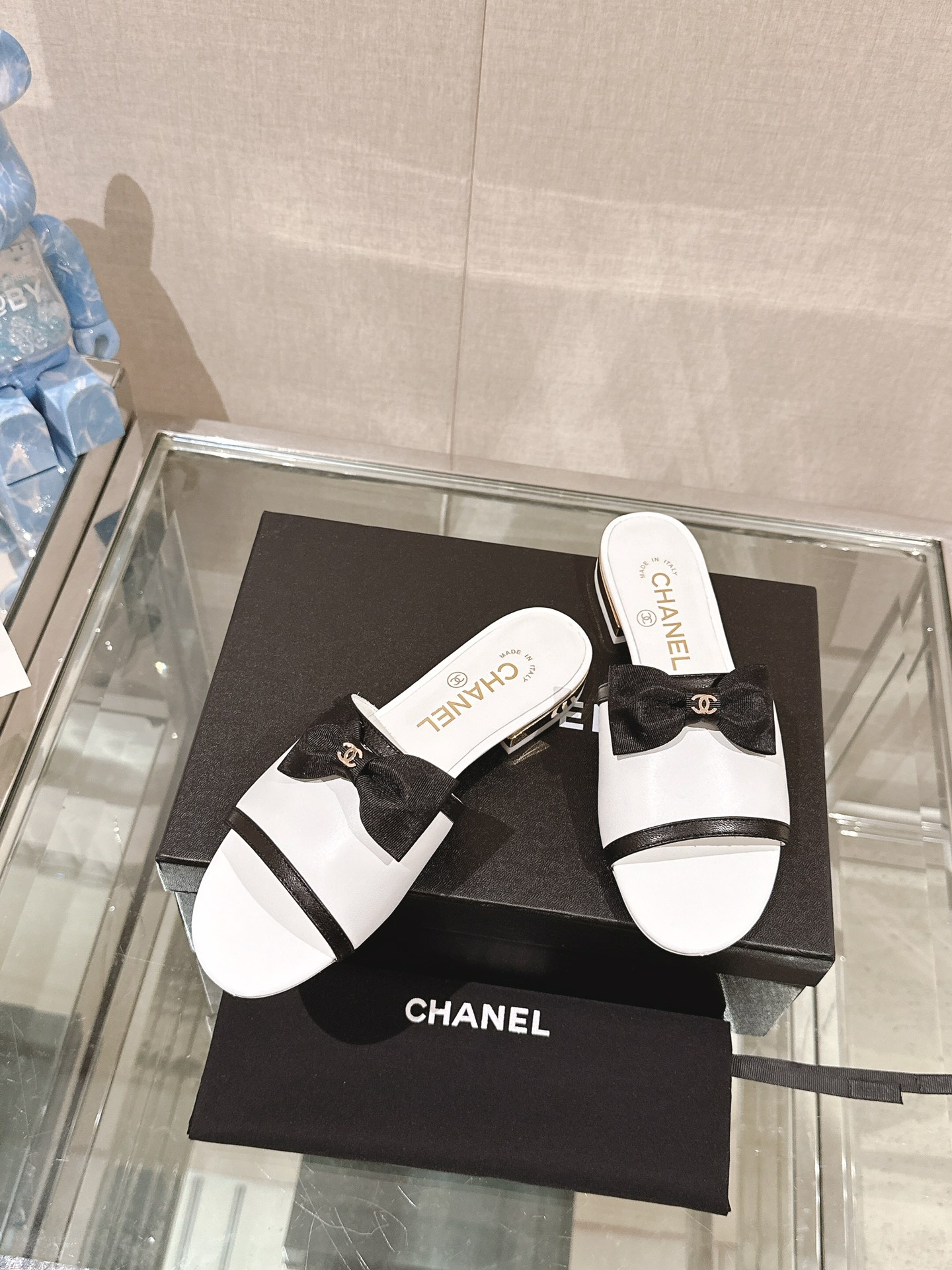 Chanel 24Ss夏季新款CHANE*小香蝴蝶结平底凉拖鞋