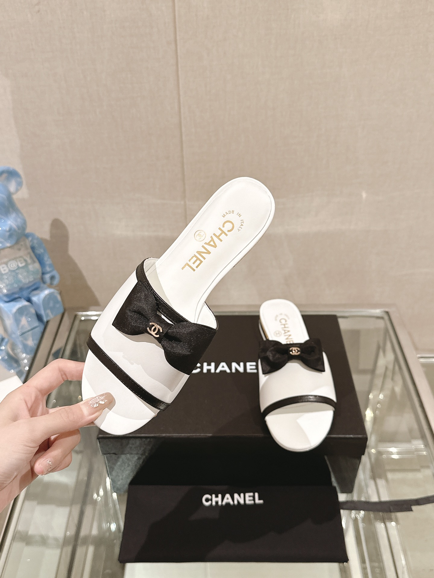Chanel 24Ss夏季新款CHANE*小香蝴蝶结平底凉拖鞋