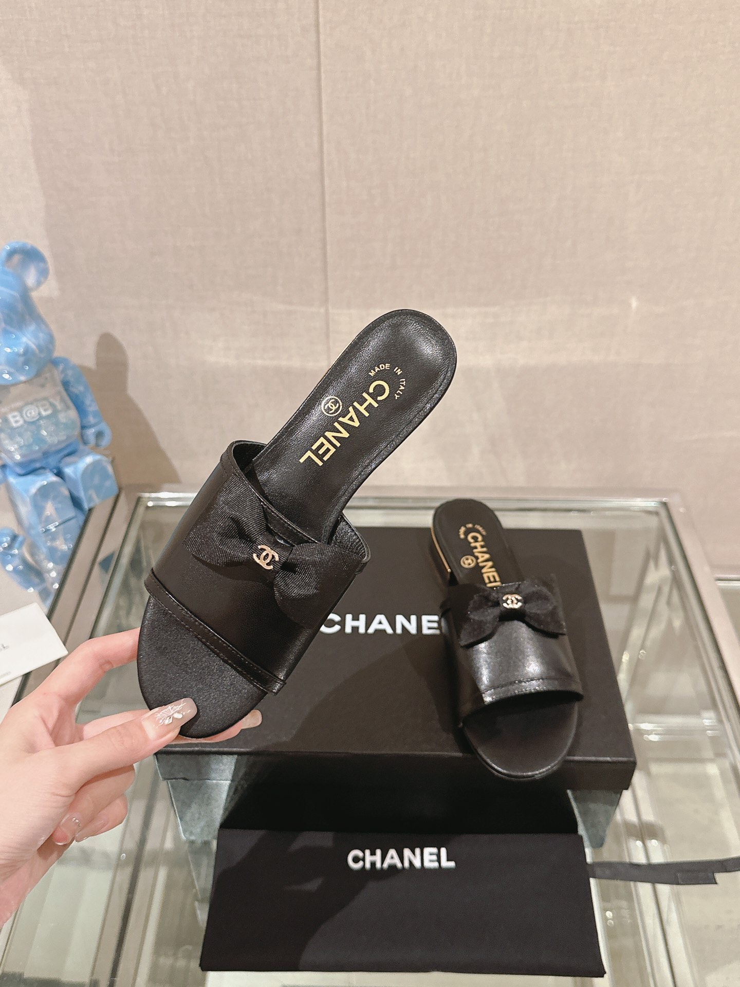 Chanel 24Ss夏季新款CHANE*小香蝴蝶结平底凉拖鞋