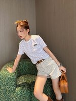 MiuMiu Clothing T-Shirt White Cotton Knitted Knitting Spring/Summer Collection