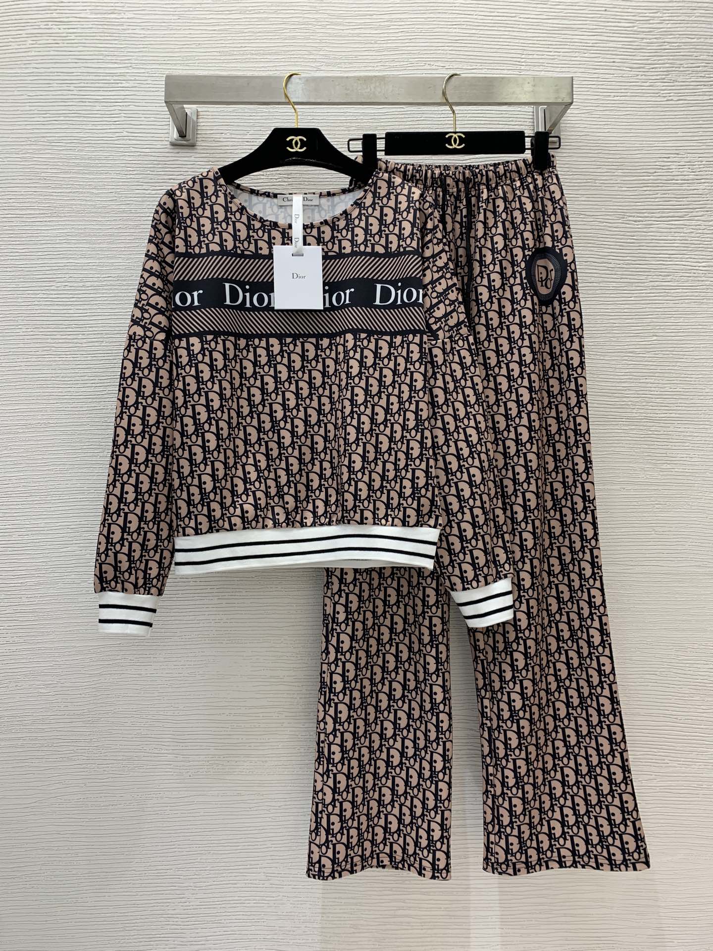 Dior Clothing Pants & Trousers Shirts & Blouses Two Piece Outfits & Matching Sets Black Blue Brown Printing Spring/Summer Collection Long Sleeve