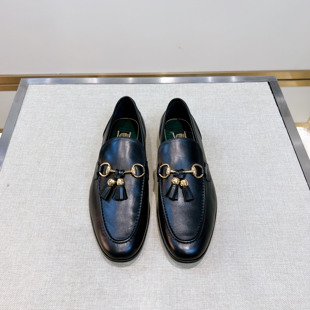 Gucci Zapatos Loafers Réplica de la más alta calidad
 Negro Hombres Piel vaca Cuero Dermis