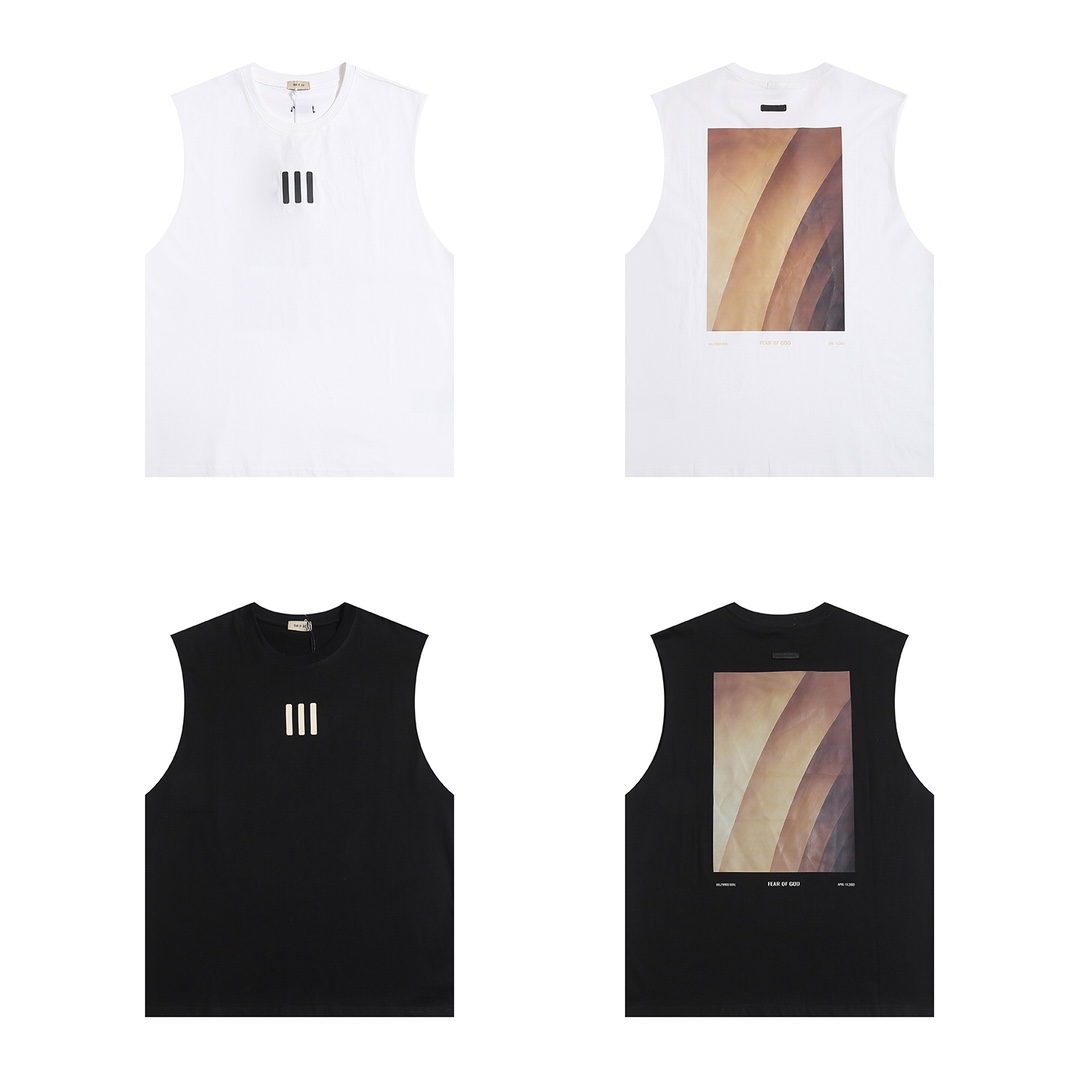 FOG联名三条杠宽松坎肩无袖背心T恤
款号：BX8815# 
颜色：黑...