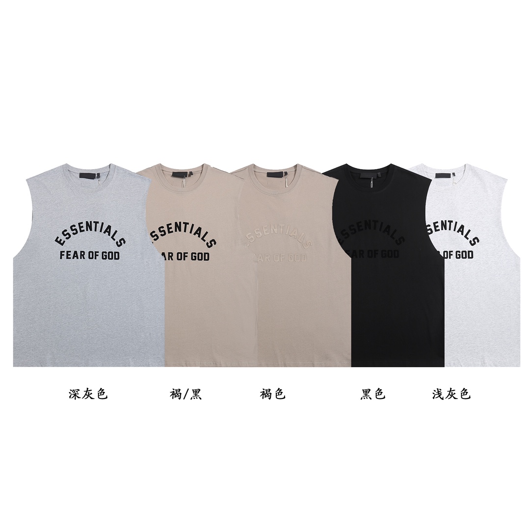 FEAR OF GOD ESSENTIALS宽松无袖背心T恤 款号：BX8818#  
颜色：深...
