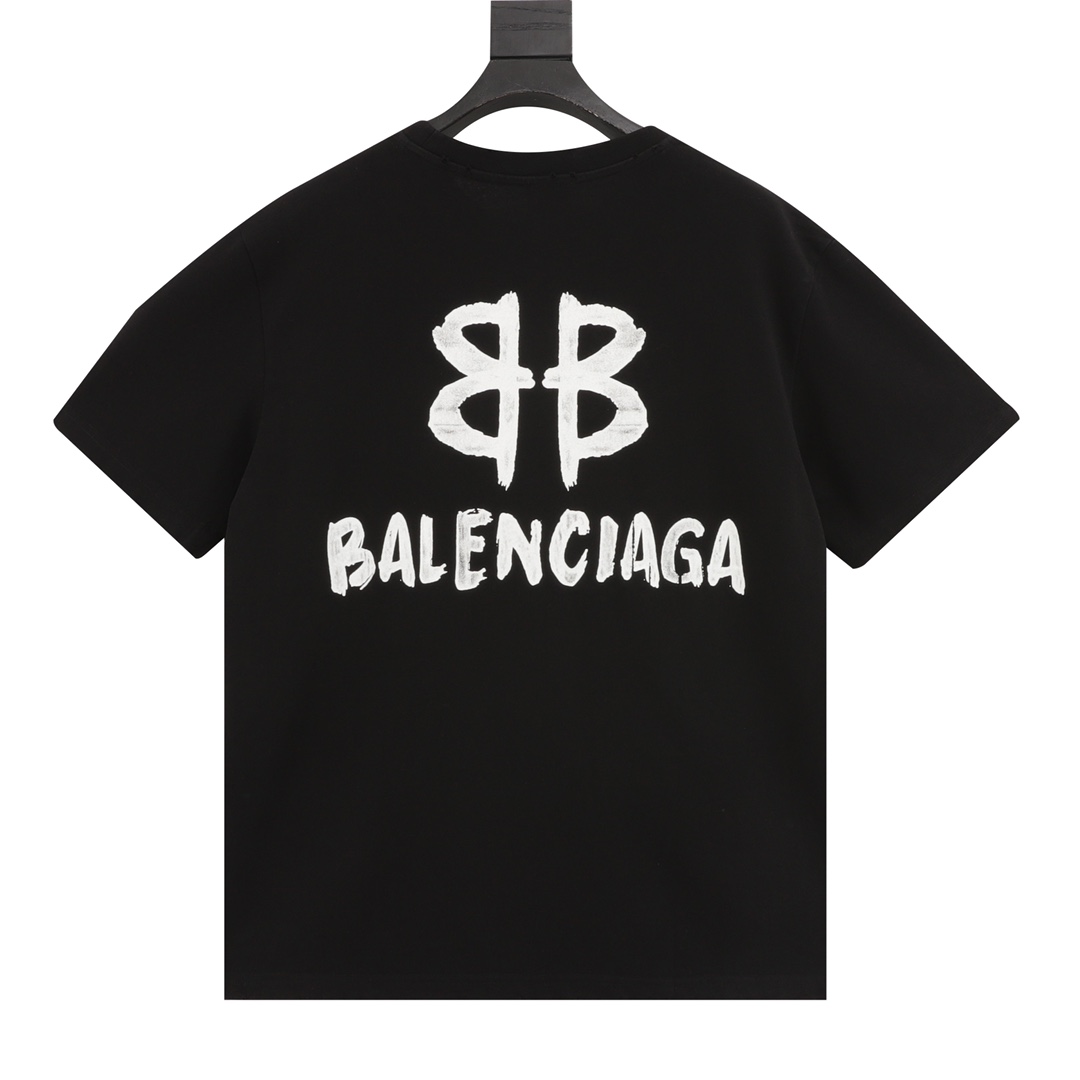 balenciaga巴黎世家 背后双B印花圆领短袖