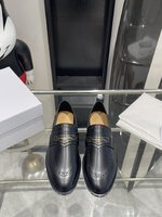 Dior Chaussures Loafers Richelieu À Bout Uni Cuir de vache Genuine Leather Vintage