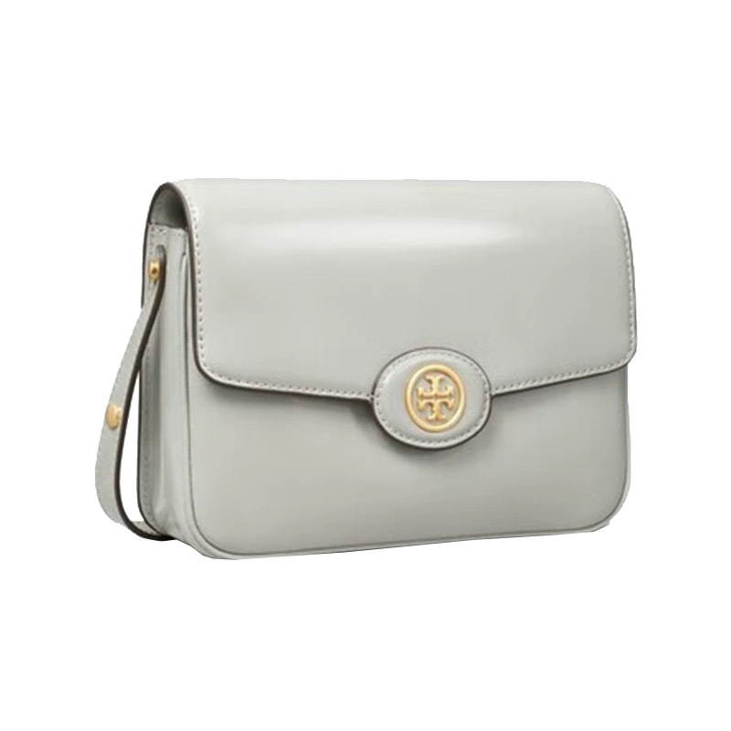 Tory Burch ～浅灰色 …………TB新款 Robinson 两用肩背包 选用精美的 spazzolato 皮革打造