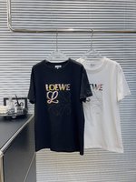 Loewe Clothing T-Shirt Black White Embroidery Weave