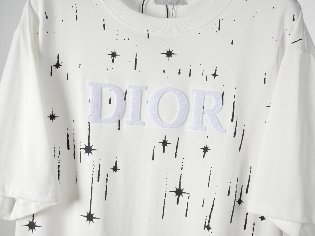 Dior DIOR/迪奥24SS春夏新款流星印花刺绣LOGO短袖T恤
