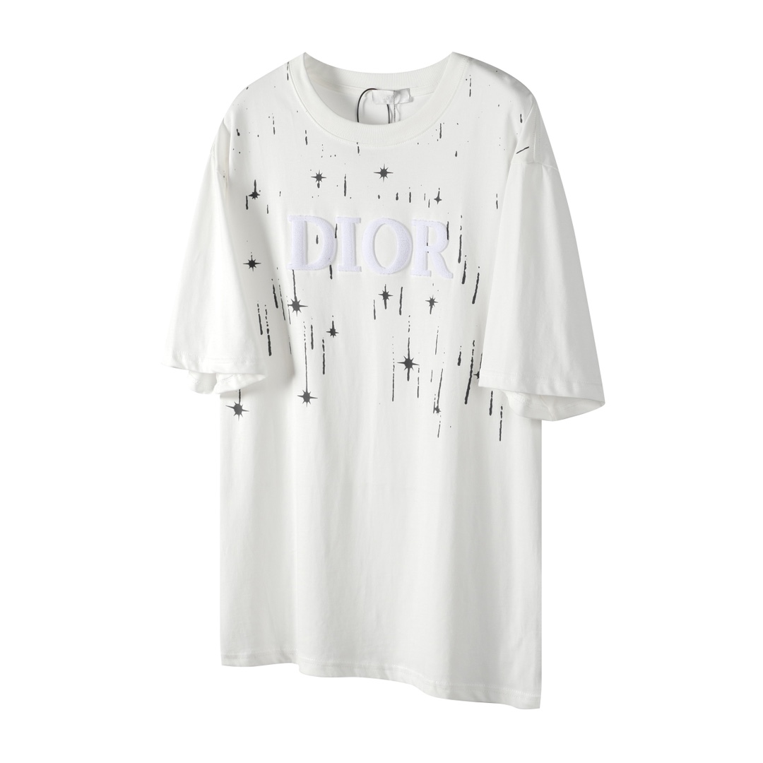Dior DIOR/迪奥24SS春夏新款流星印花刺绣LOGO短袖T恤