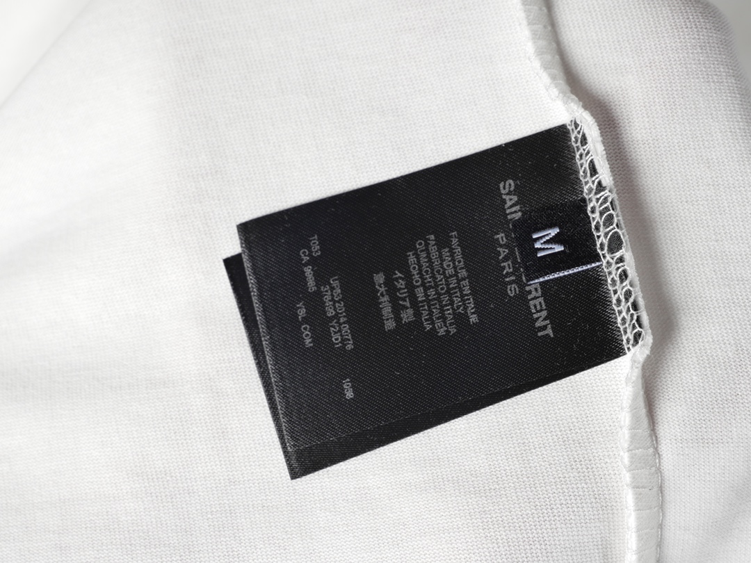 Saint Laurent YSL/圣罗兰24SS春夏新款前后字母烫钻短袖T恤
