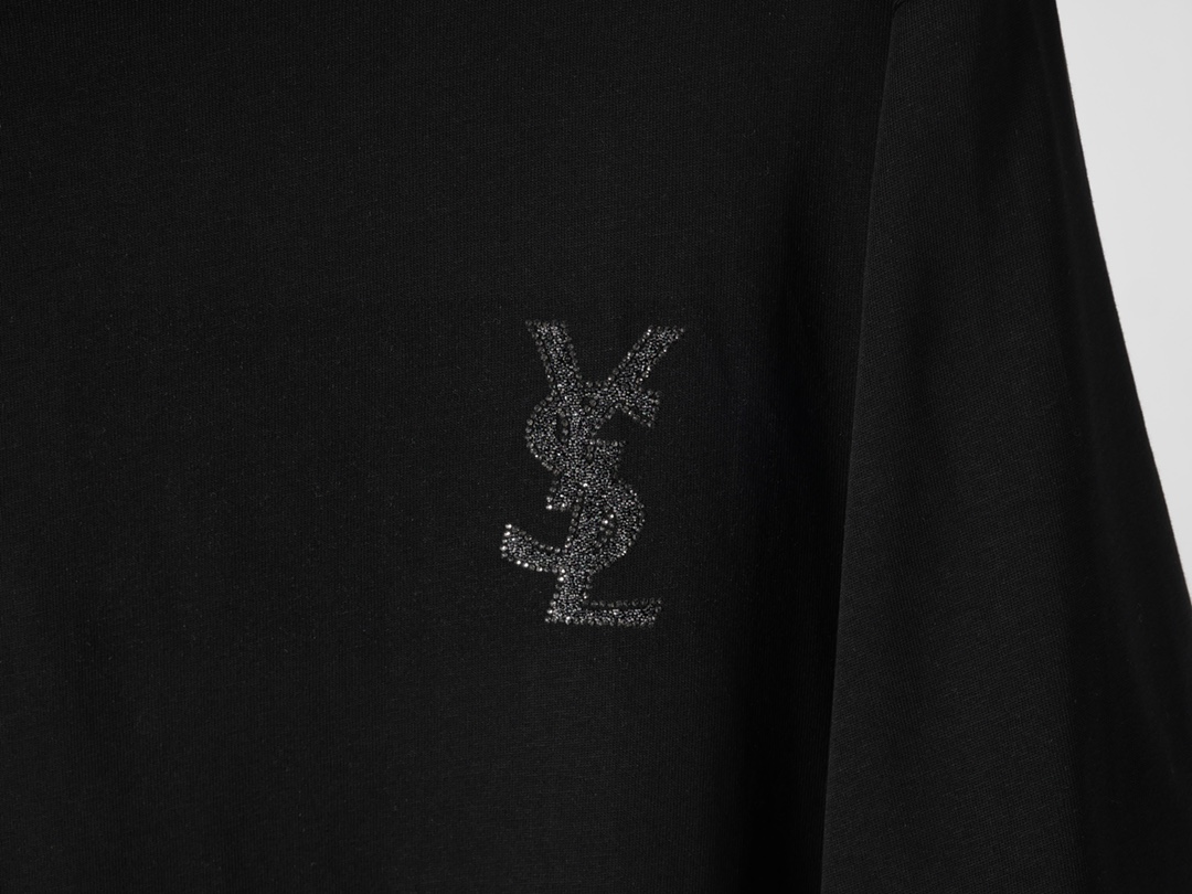 Saint Laurent YSL/圣罗兰24SS春夏新款前后字母烫钻短袖T恤