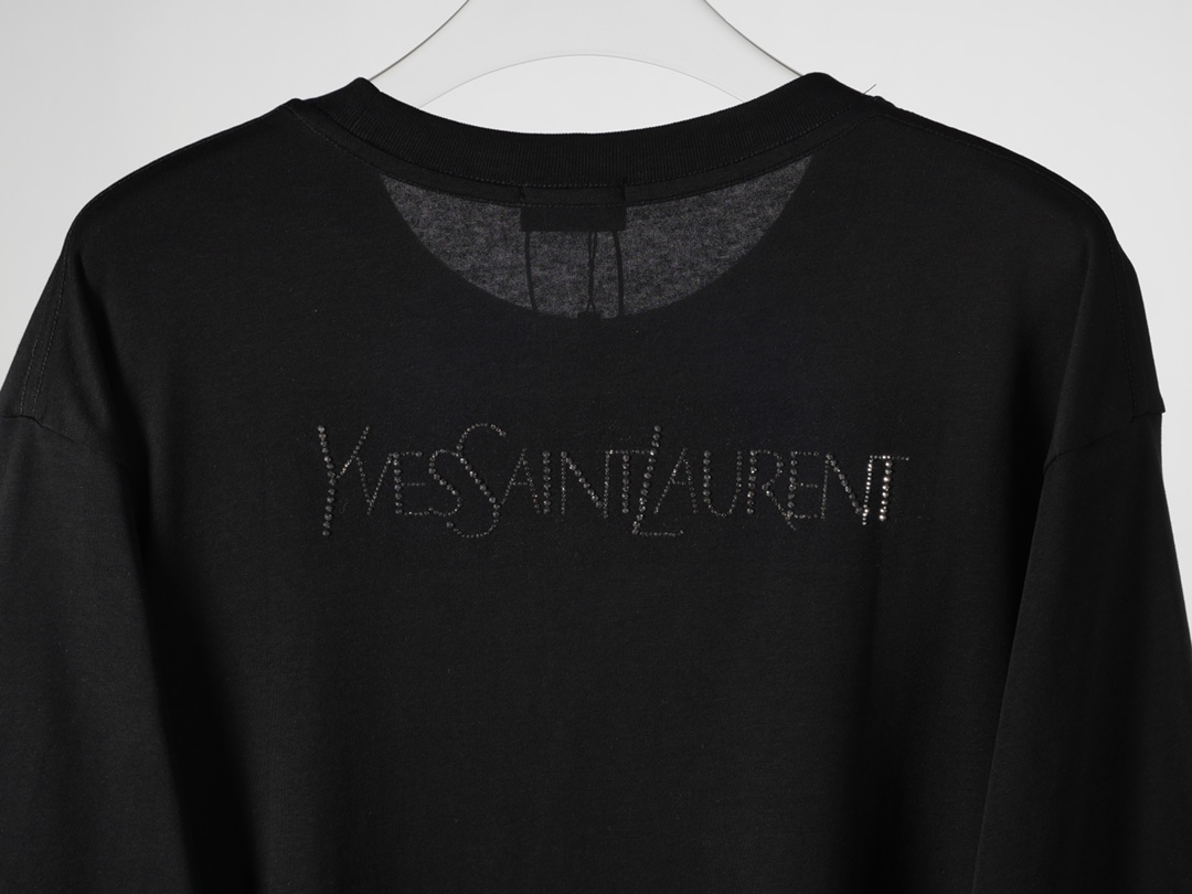 Saint Laurent YSL/圣罗兰24SS春夏新款前后字母烫钻短袖T恤