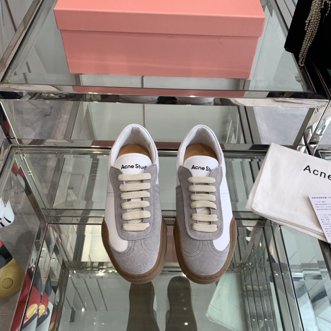 AcneStudios 2024ss New Stars Tetsu Recreational White Sneakers: Leather, Skin Collage Design. - 图片 1