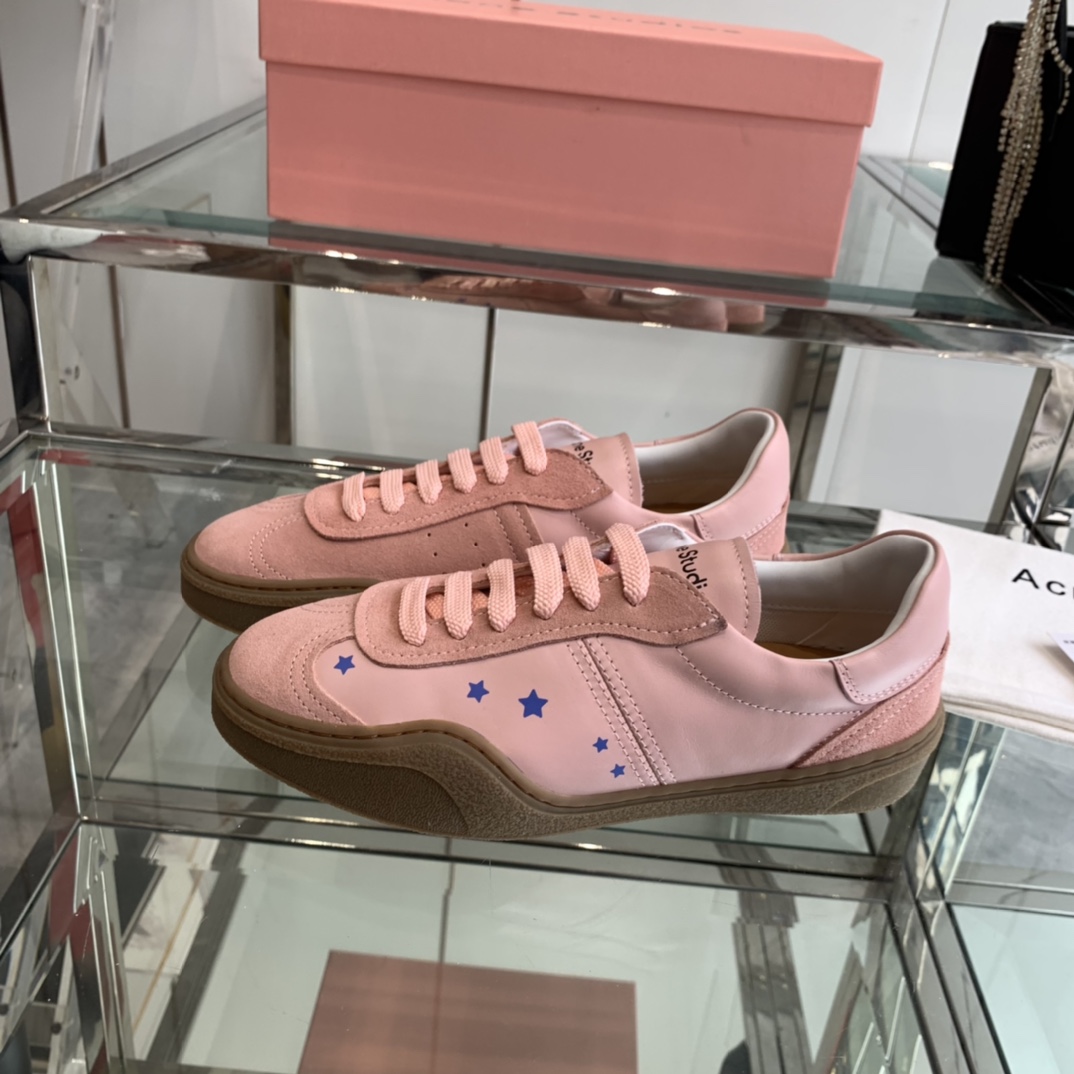 AcneStudios 2024ss New Stars Recreational White Shoes with Leather and Skin Collage - 图片 2