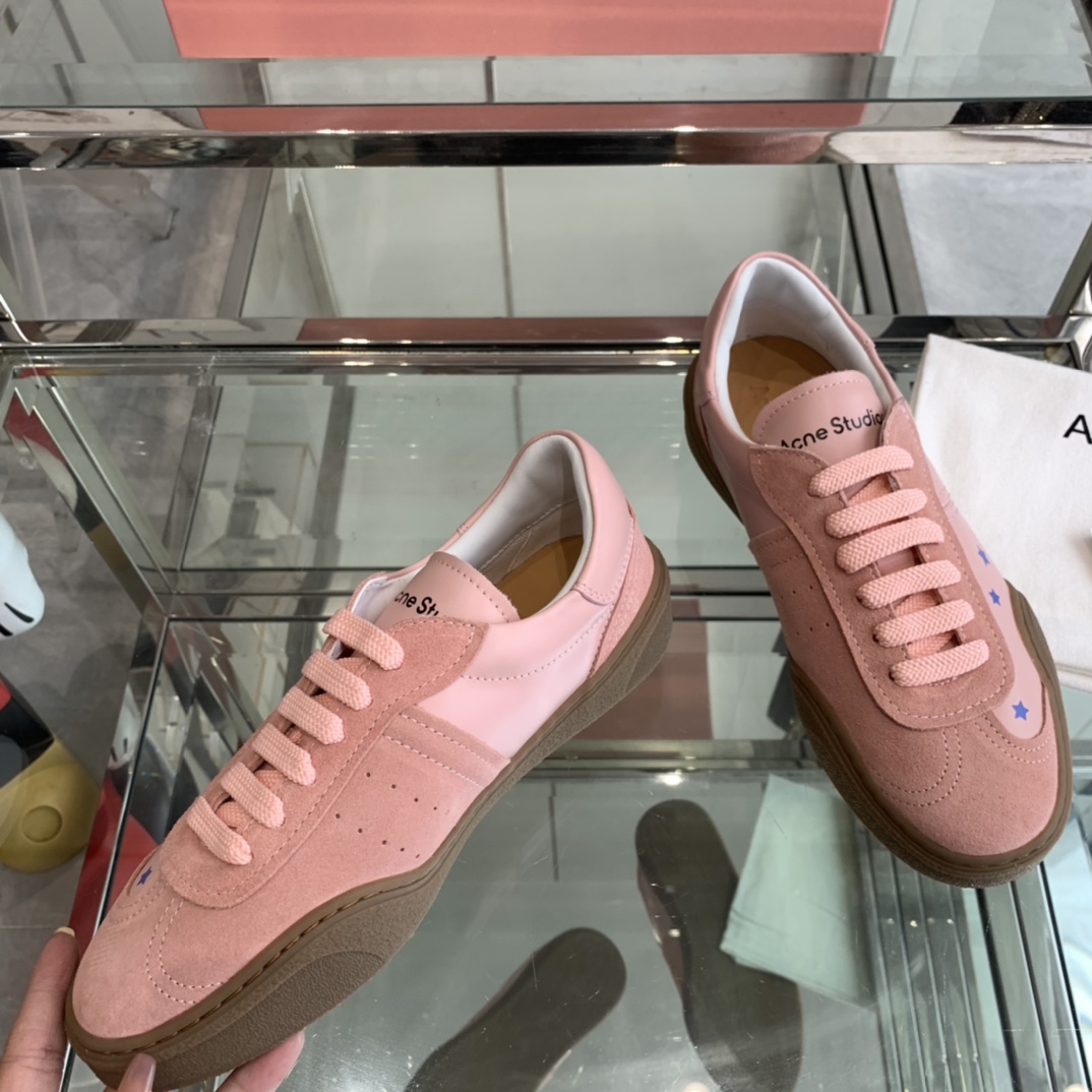 AcneStudios 2024ss New Stars Recreational White Shoes with Leather and Skin Collage - 图片 3