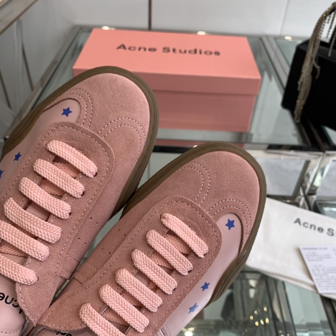 AcneStudios 2024ss New Stars Recreational White Shoes with Leather and Skin Collage - 图片 6