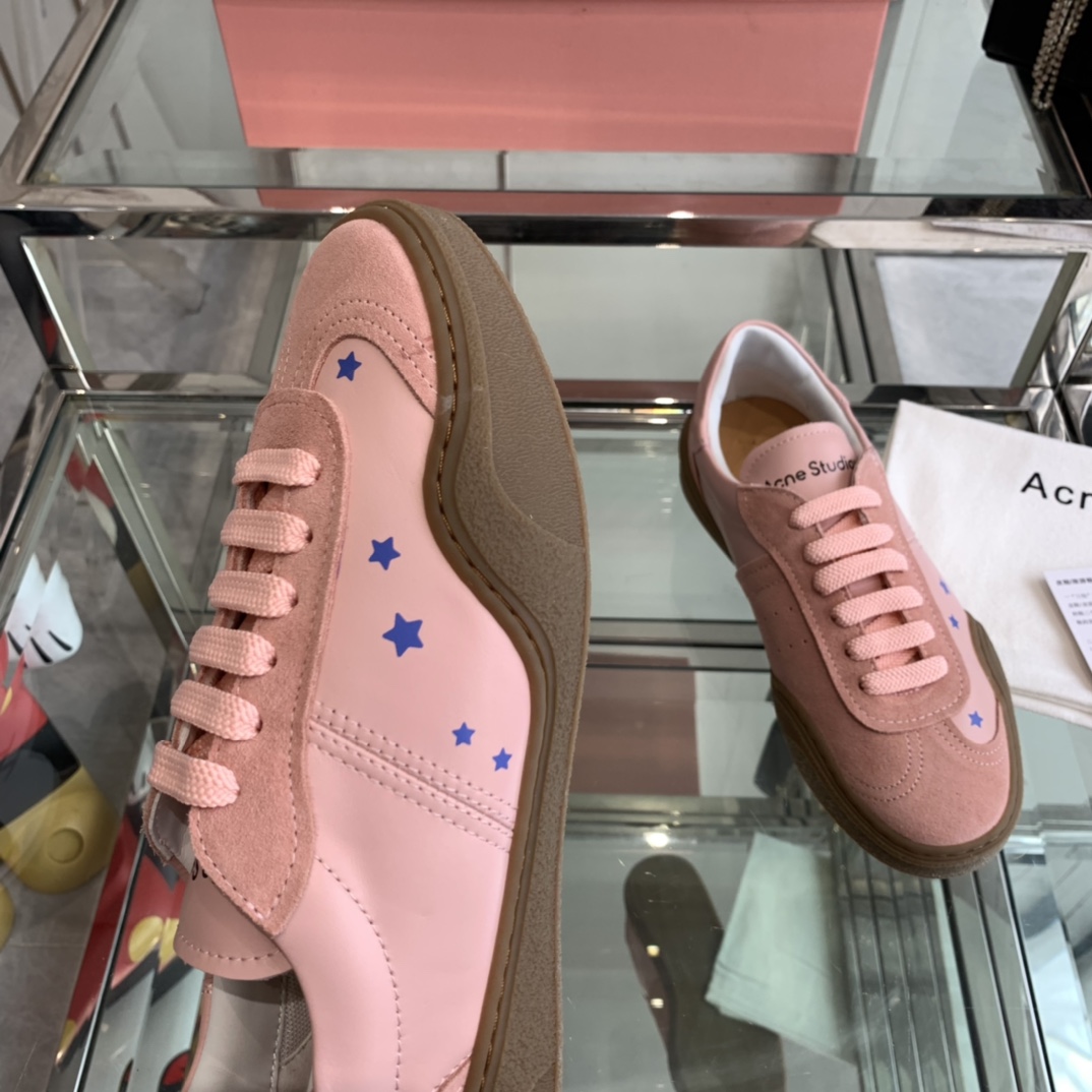 AcneStudios 2024ss New Stars Recreational White Shoes with Leather and Skin Collage - 图片 5